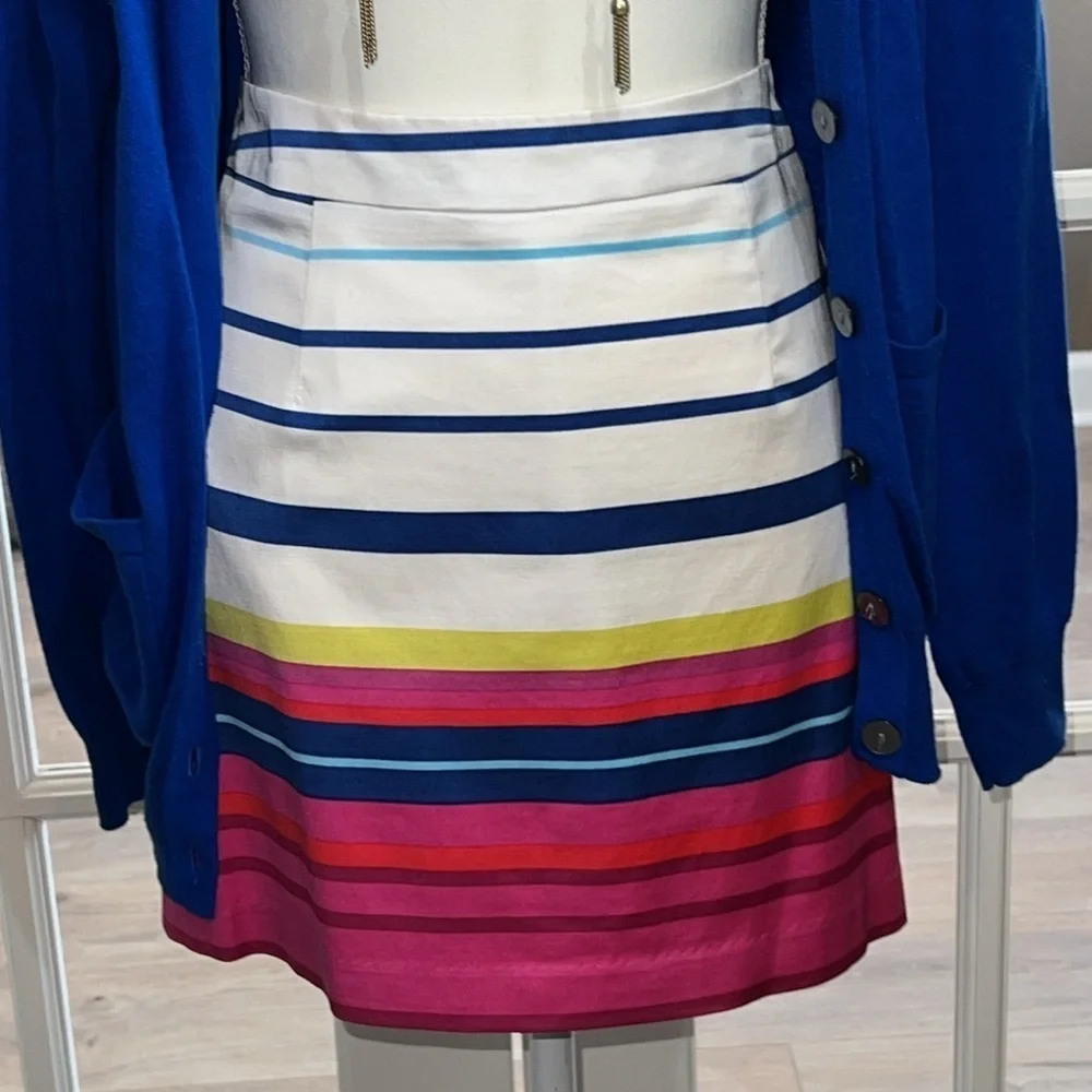 TART White Pink Blue Striped Mini Skirt Size Medium Preppy